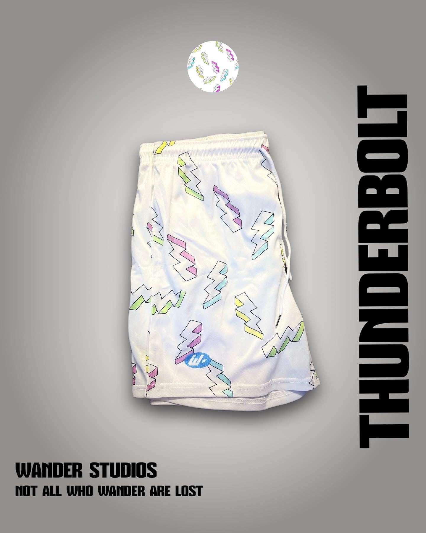 Thunderbolt mesh shorts (White)